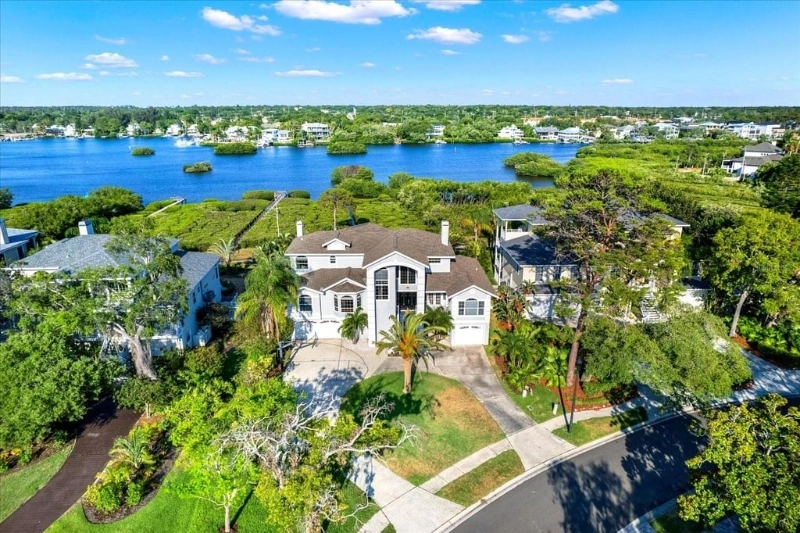 Aerial view of a home in Crystal Beach Fl